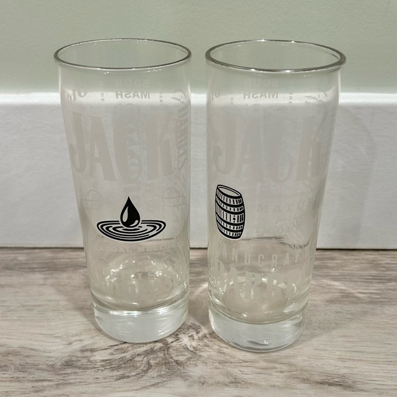 Jack Daniel’s Old No 7 Tennessee Whiskey Silver Rimmed Highball Glasses Set Of 2 - Picture 1 of 6